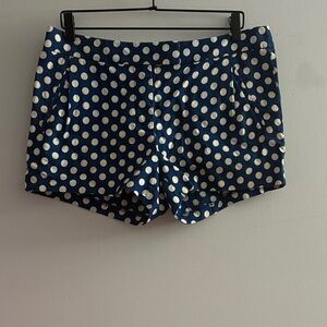 J. Crew High Waist Polka Dot Shorts - Navy and White